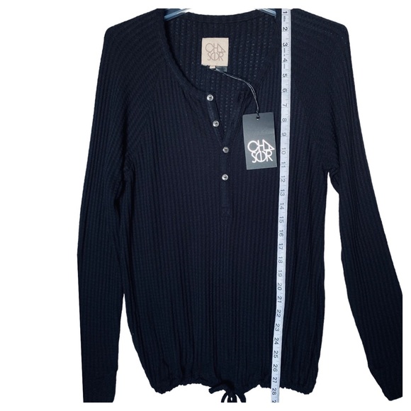 CHASER - LONG SLEEVE 1/4 BUTTON HENLEY DRAWSTRING WAIST TEE - M - NWT - Picture 9 of 14